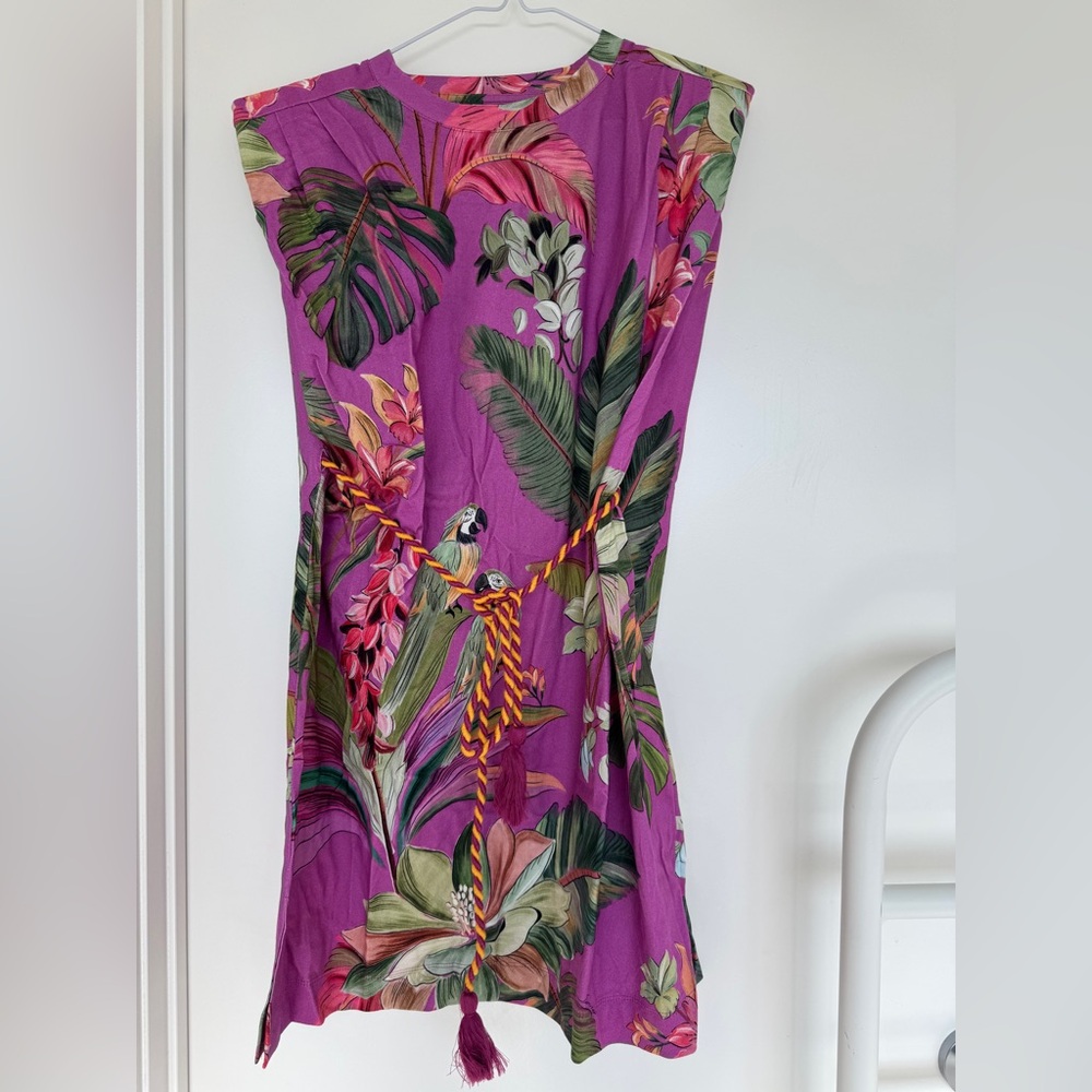 Farm Rio Sand Macaw Jungle Organic Cotton T-Shirt Dress